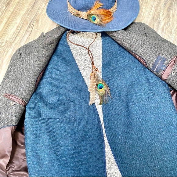 Boho Peacock/feather necklace w native/western Navajo/Pendleton/cottage vibe - Picture 4 of 9